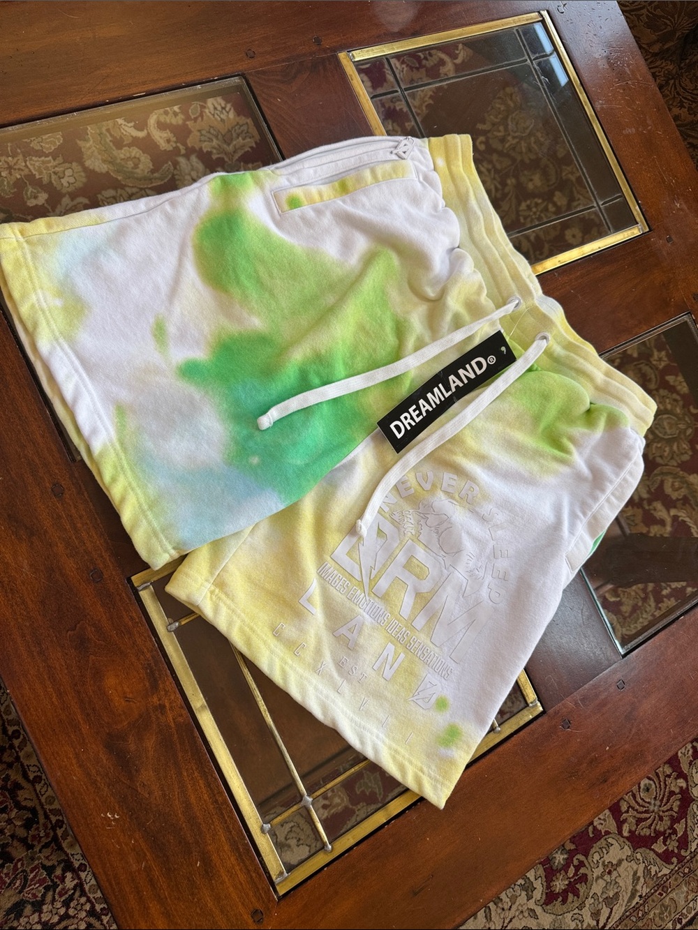 New Dreamkand Tie-Dye White & Green men’s Lounge Shorts size XL
